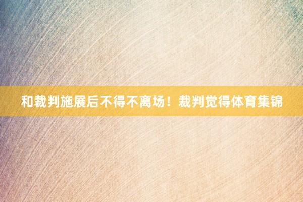和裁判施展后不得不离场！裁判觉得体育集锦