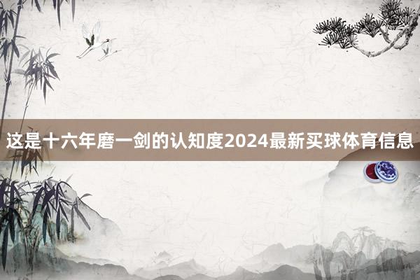 这是十六年磨一剑的认知度2024最新买球体育信息