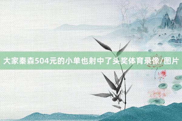 大家秦森504元的小单也射中了头奖体育录像/图片
