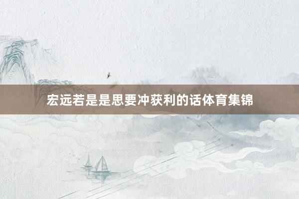 宏远若是是思要冲获利的话体育集锦